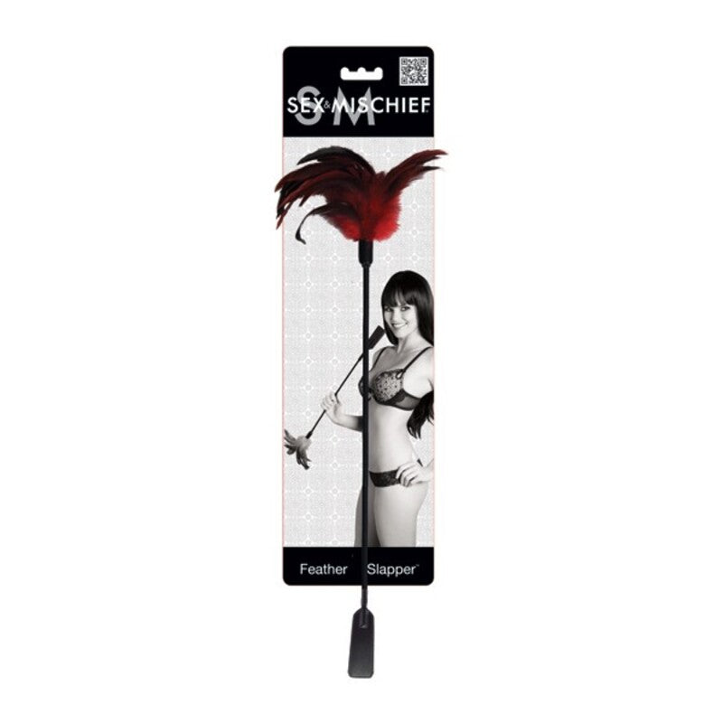 Sportsheets Feather Slapper Black/Red – Accessorio in Piume da 61 cm