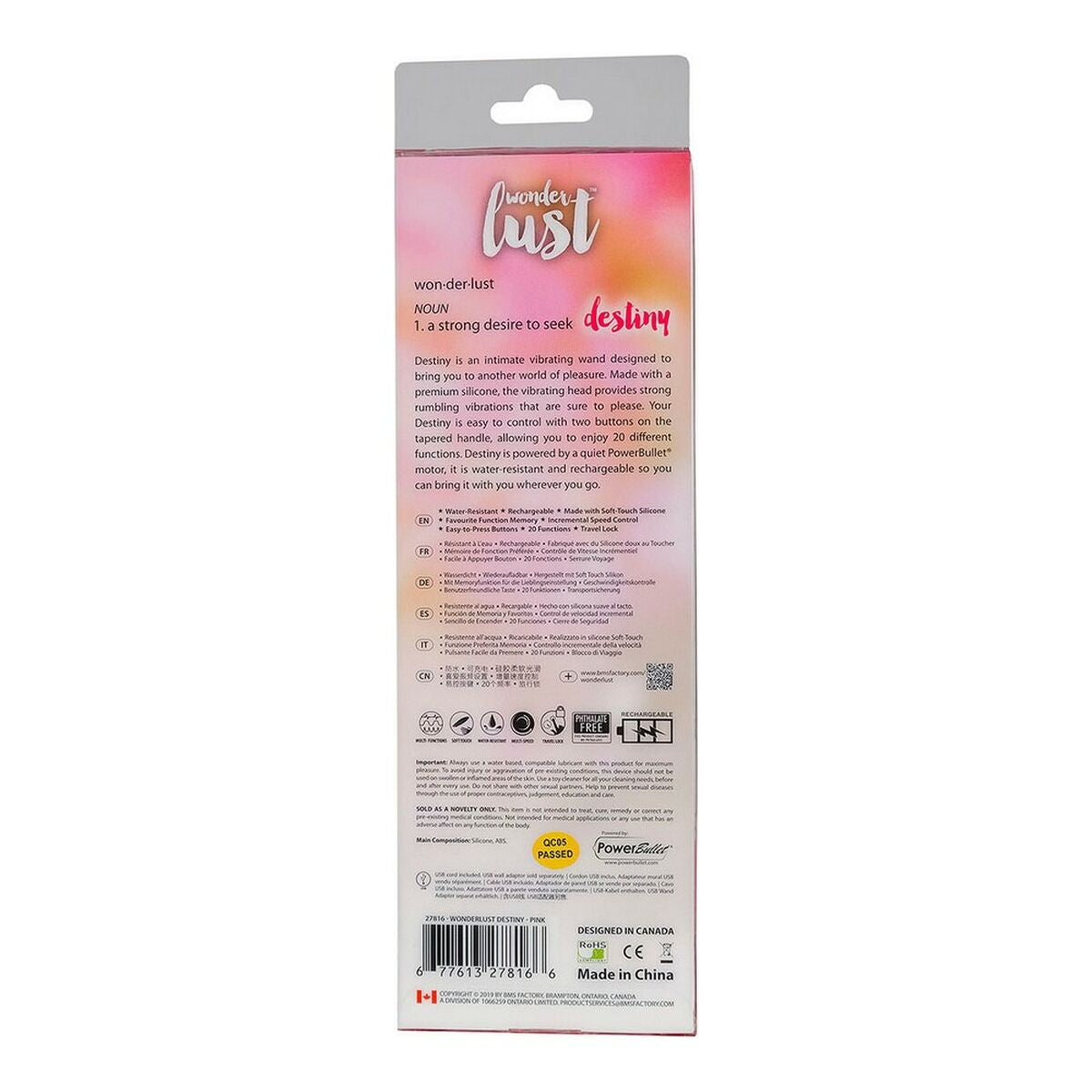 Wand Massager Destiny – Massaggiatore a Bacchetta Ricaricabile con 20 Modalità
