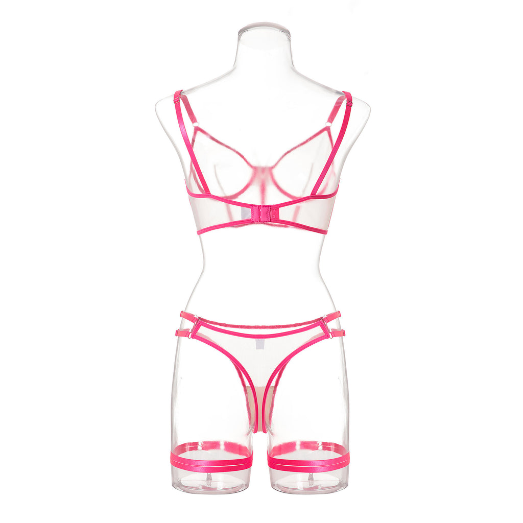 Set di Lingerie Sexy in Mesh con Stecche e Design Schiena Scoperta