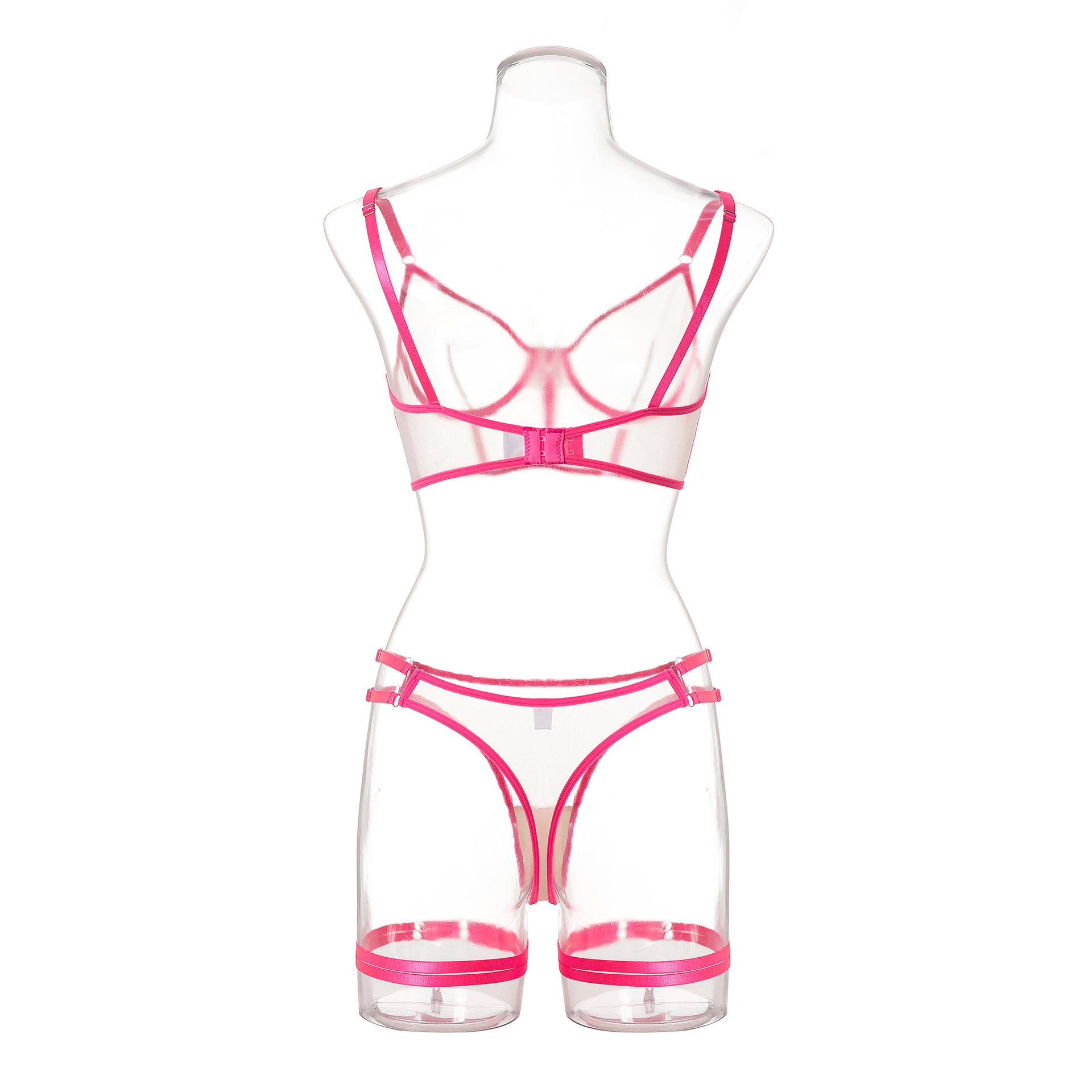 Set di Lingerie Sexy in Mesh con Stecche e Design Schiena Scoperta