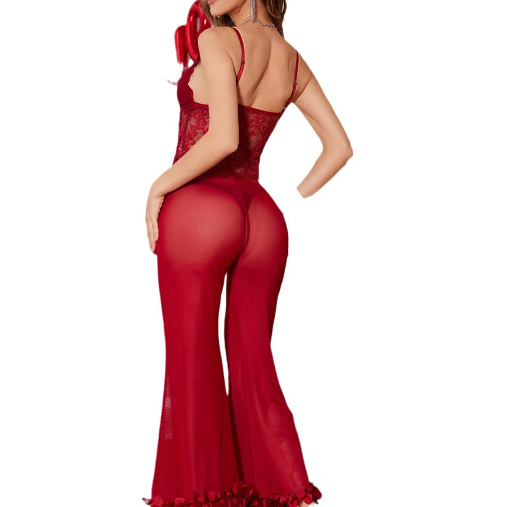 Lingerie Donna in Mesh Trasparente con Dettagli Romantici