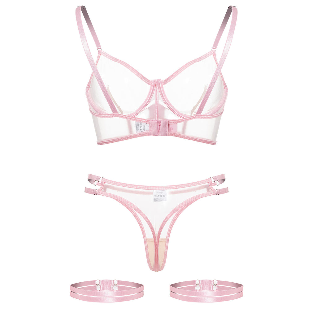 Set di Lingerie Sexy in Mesh con Stecche e Design Schiena Scoperta
