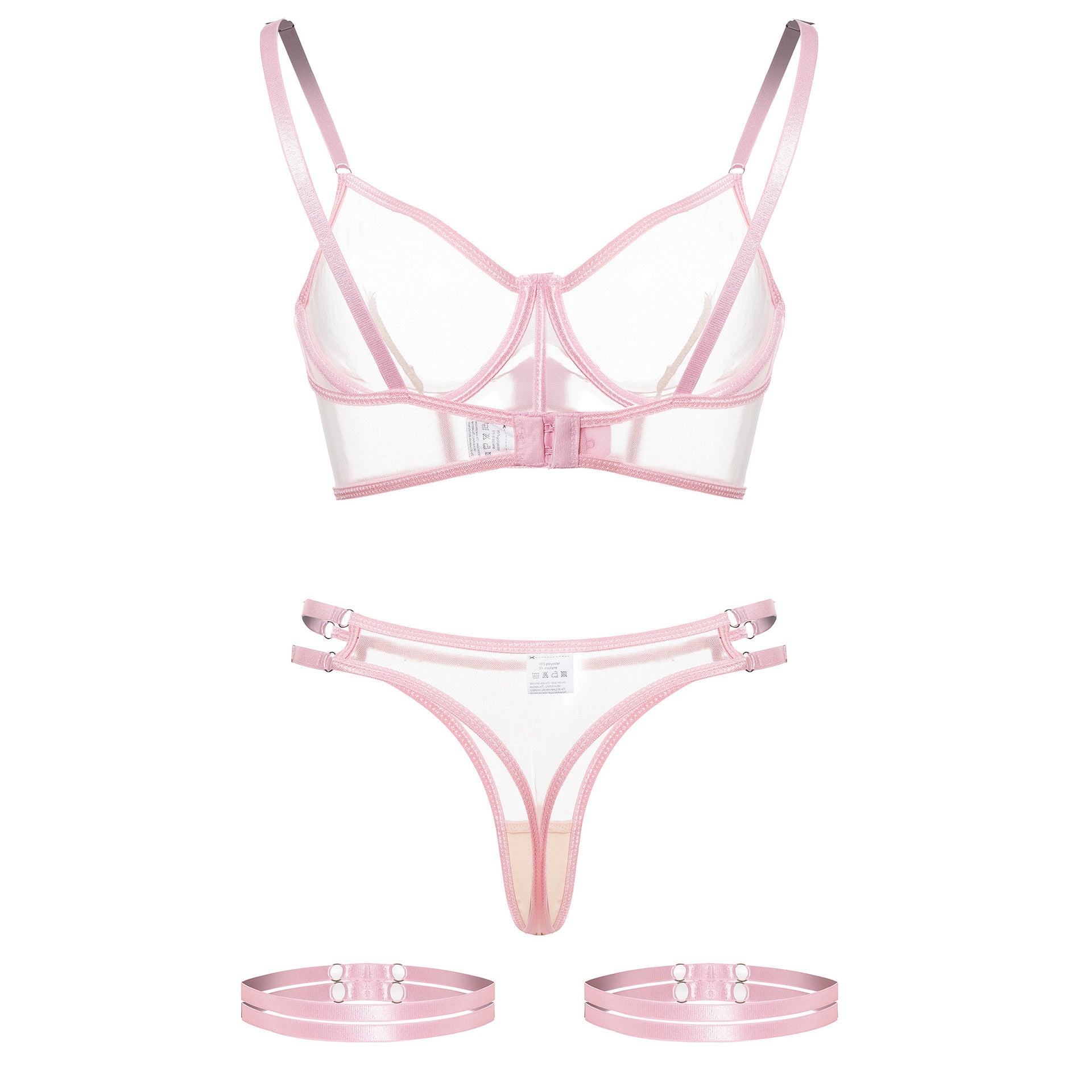 Set di Lingerie Sexy in Mesh con Stecche e Design Schiena Scoperta