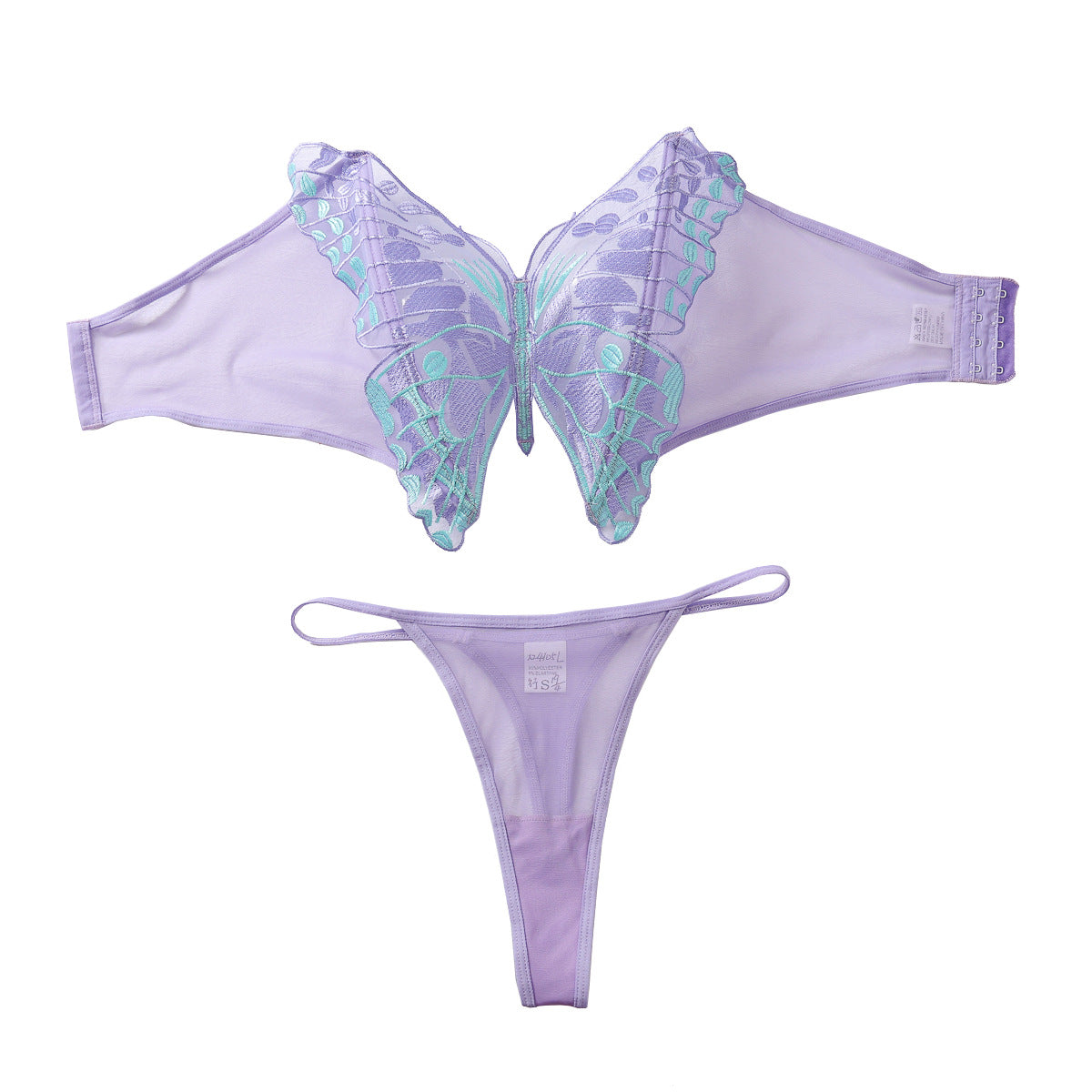 Set di lingerie sexy da donna in rete ricamata con fiocco