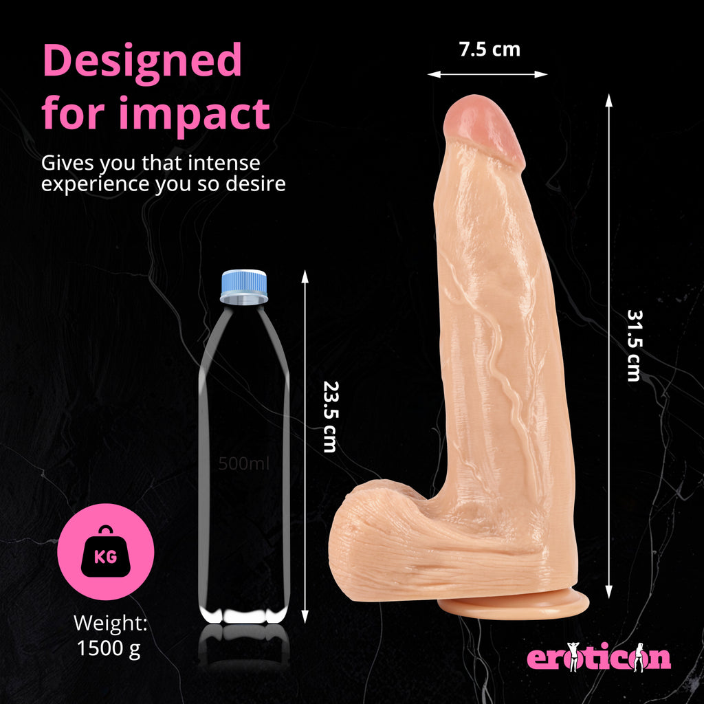 Eroticon Mega Dildo Grande e Spesso con Ventosa in Silicone Bianco