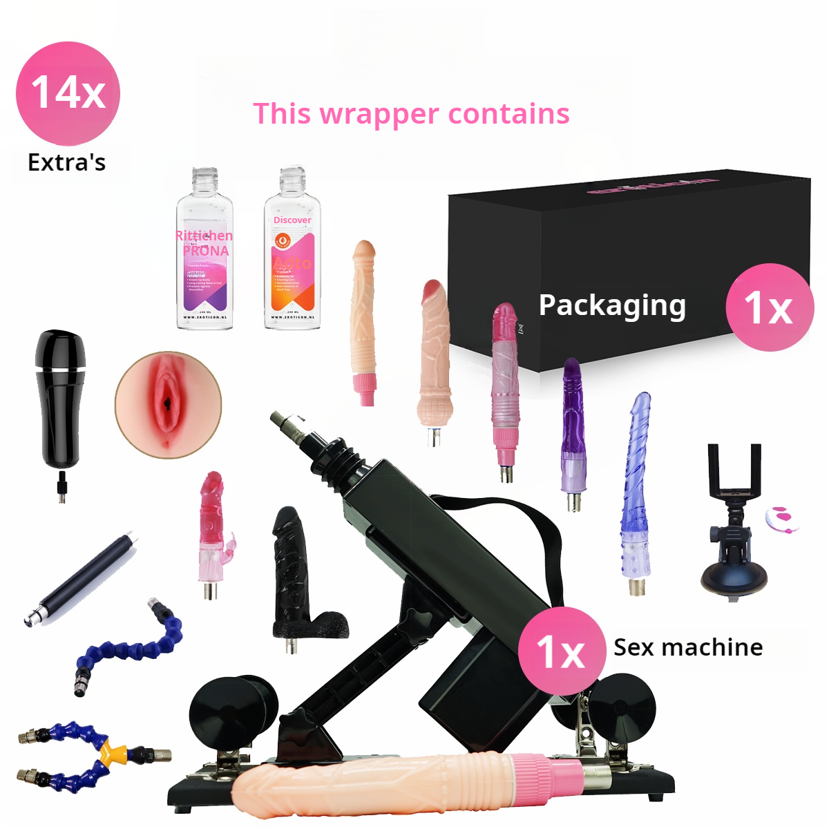Rhoades Sex Machine con 14 Accessori – Potente, Regolabile e Discreta