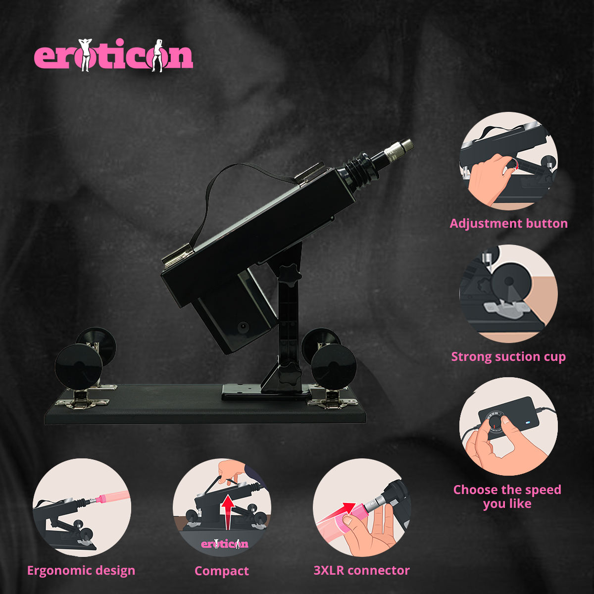 Rhoades Sex Machine con 14 Accessori – Potente, Regolabile e Discreta