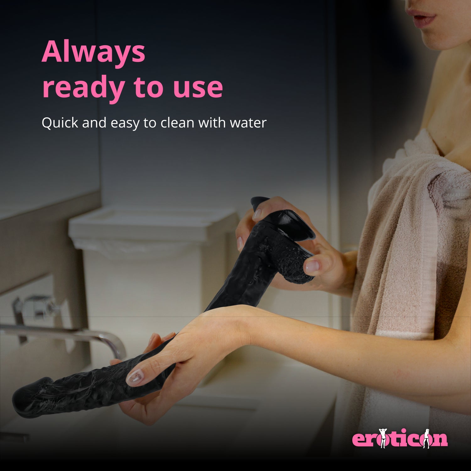 Eroticon Mega Dildo con Ventosa – 40 cm Silicone Nero