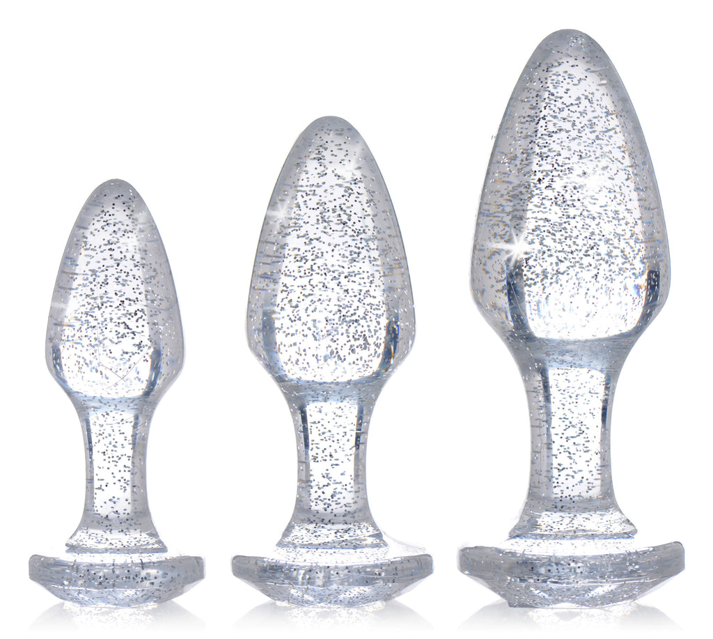 Set di Plug Anali Glitter Gem Silver
