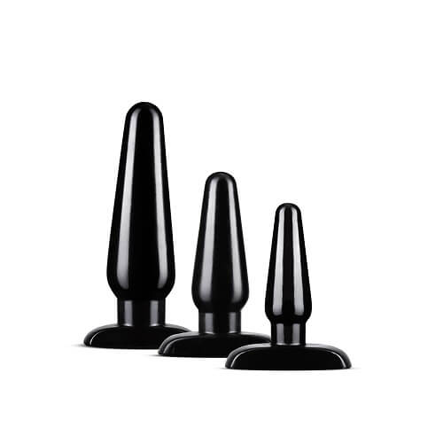 Kit di Plug Anali in Silicone Nero – Set 3 Misure
